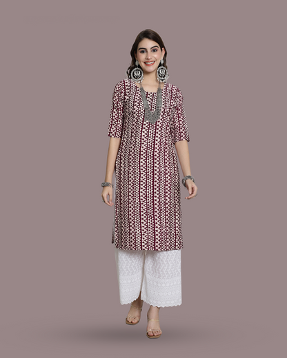 Rosy Maroon Printed Kurta 