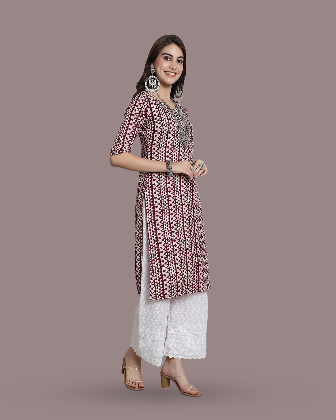 Rosy Maroon Printed Kurta 