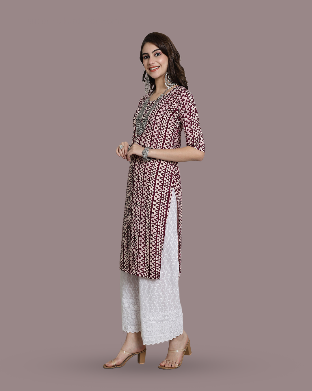 Rosy Maroon Printed Kurta 