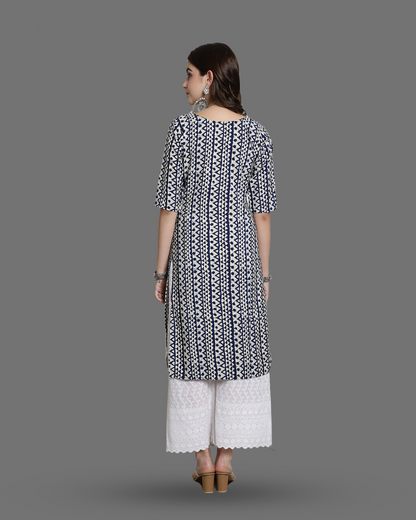 Smoky Blue Printed Kurta 