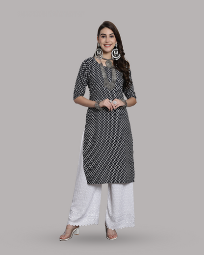 Charcoal Charm Printed Kurta 