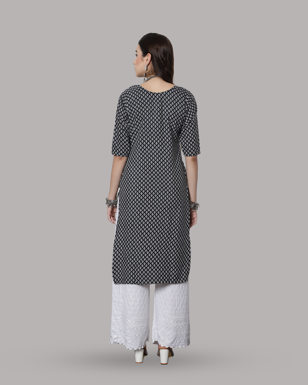 Charcoal Charm Printed Kurta 