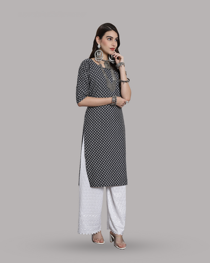 Charcoal Charm Printed Kurta 