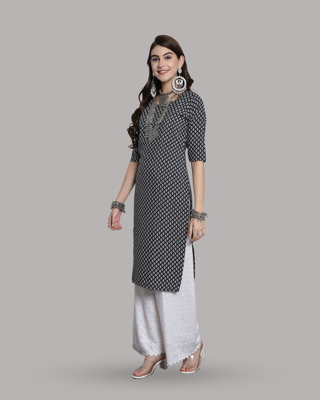 Charcoal Charm Printed Kurta 