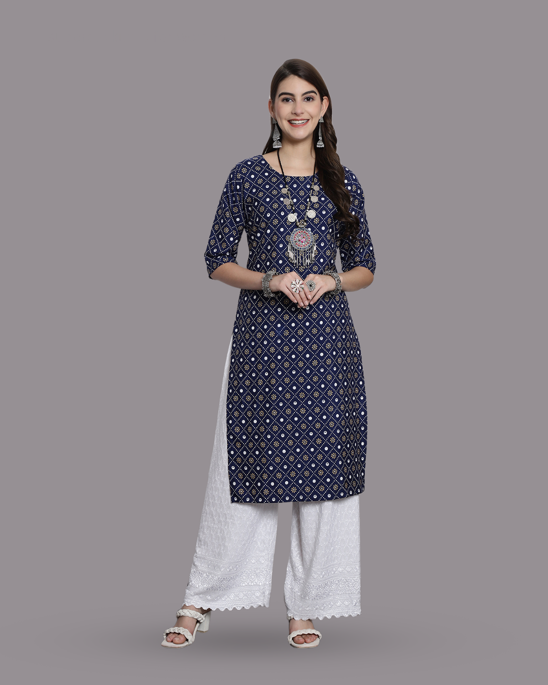 Midnight Blue Printed Kurta 