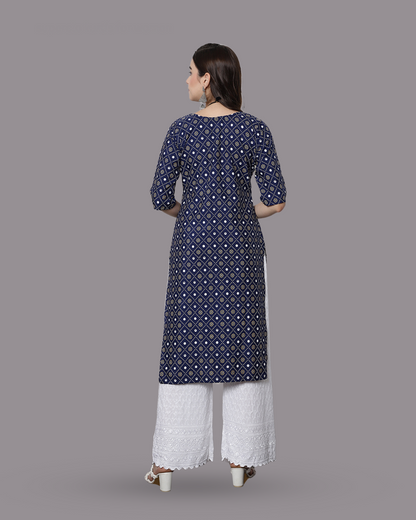 Midnight Blue Printed Kurta 