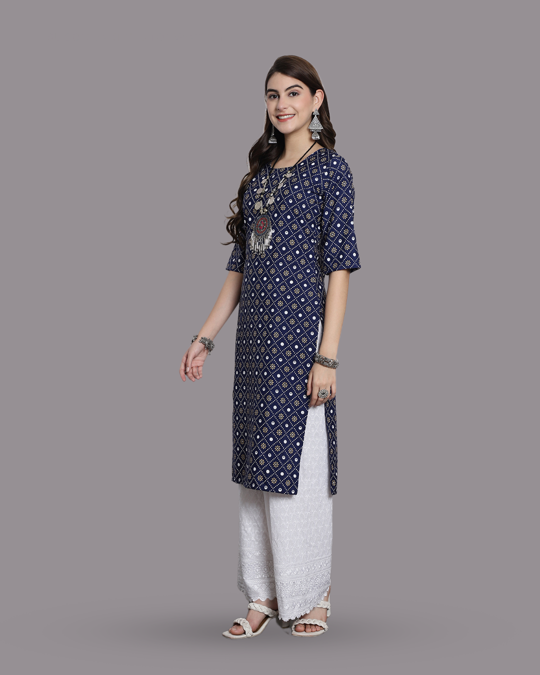 Midnight Blue Printed Kurta 