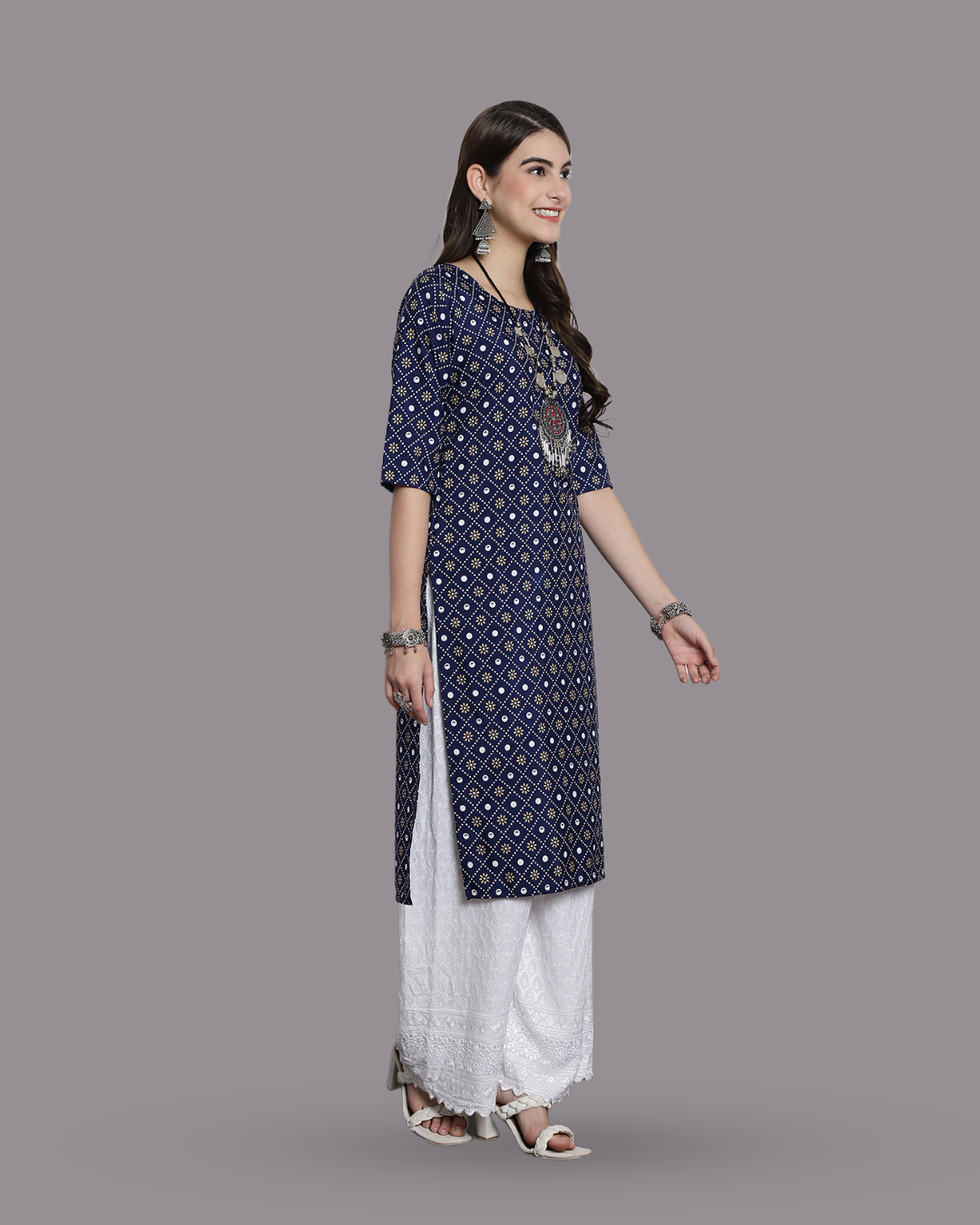 Midnight Blue Printed Kurta 