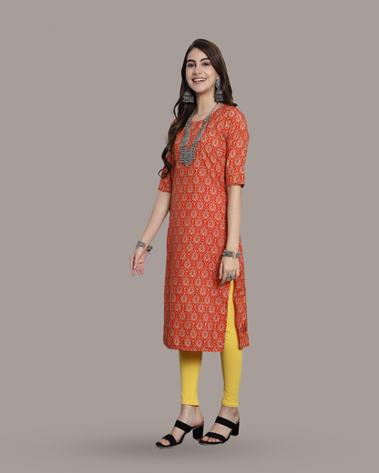 Orange Accent Kurta 