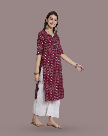 Burgundy Blossom Kurta 