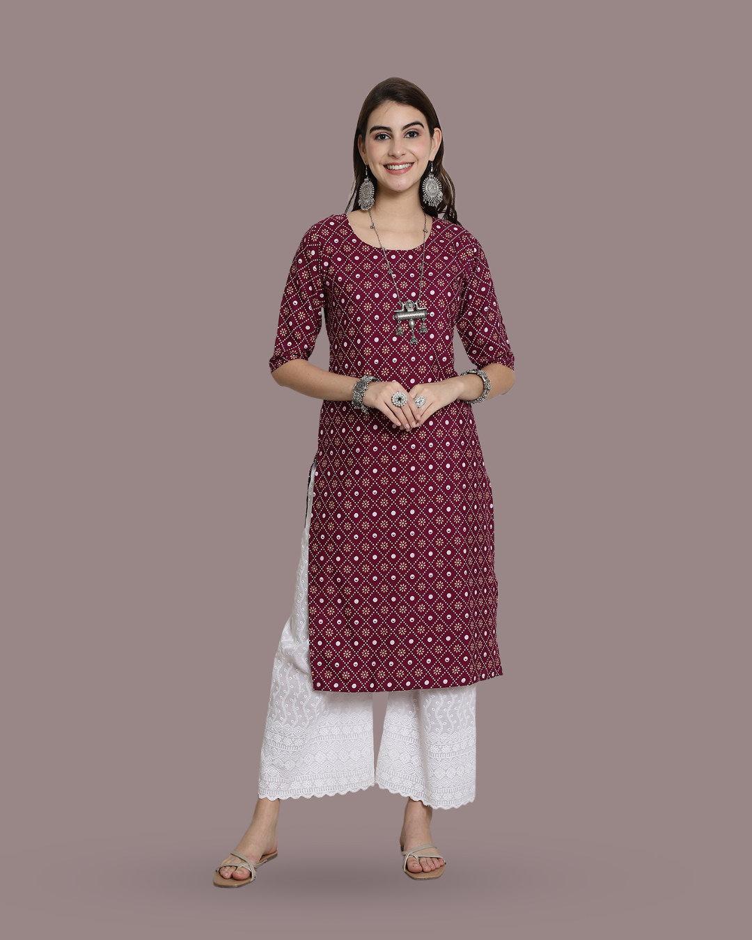 Burgundy Blossom Kurta 