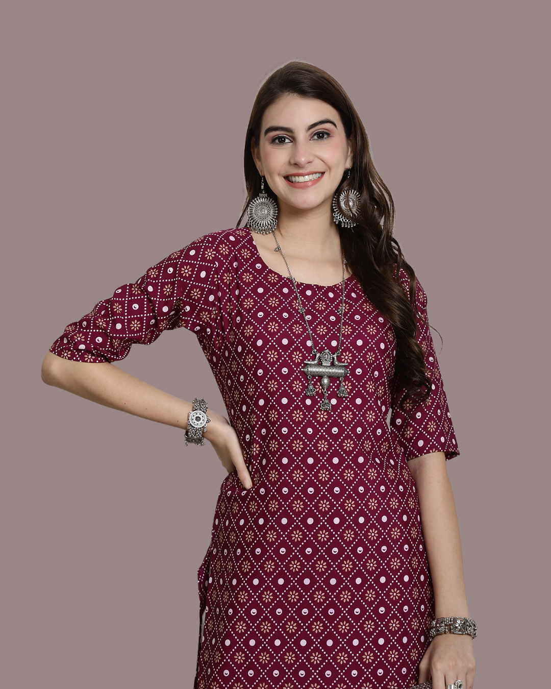 Burgundy Blossom Kurta 