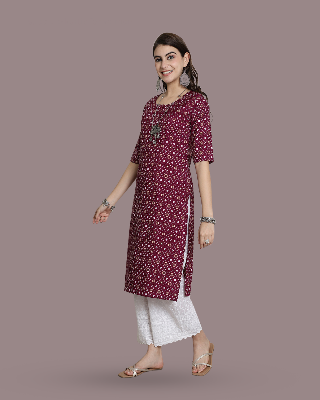 Burgundy Blossom Kurta 