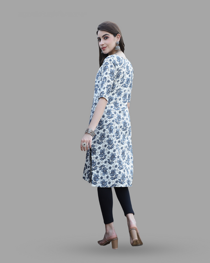 Marine Floral Charm Printed Kurta 