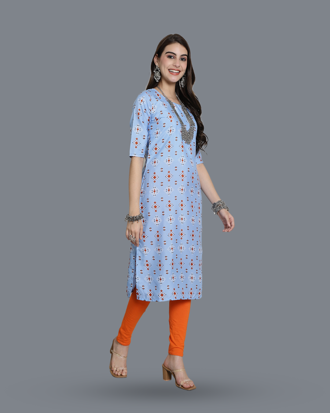 Soft Blue Printed Kurta 