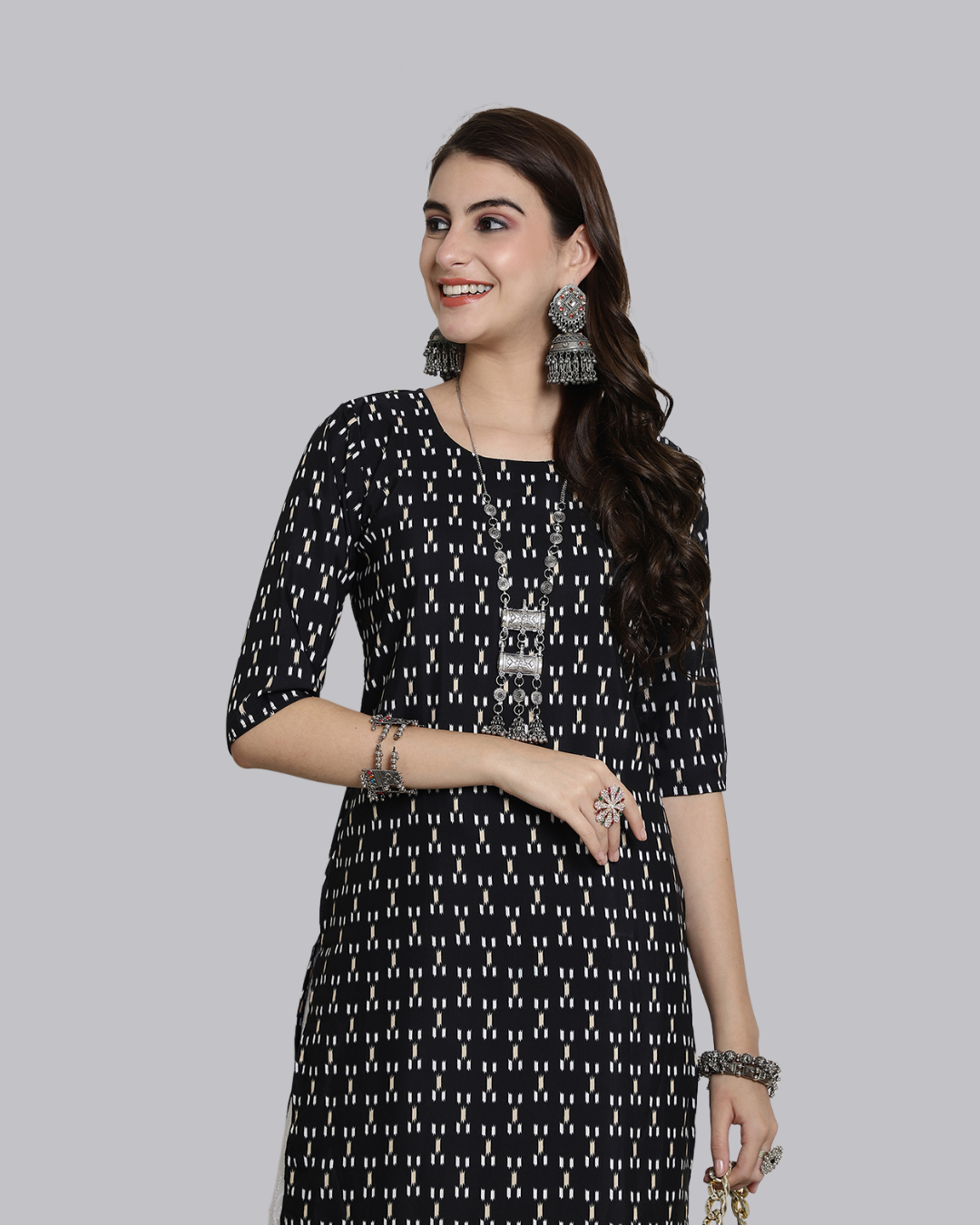 Black Dot Dash Kurta 