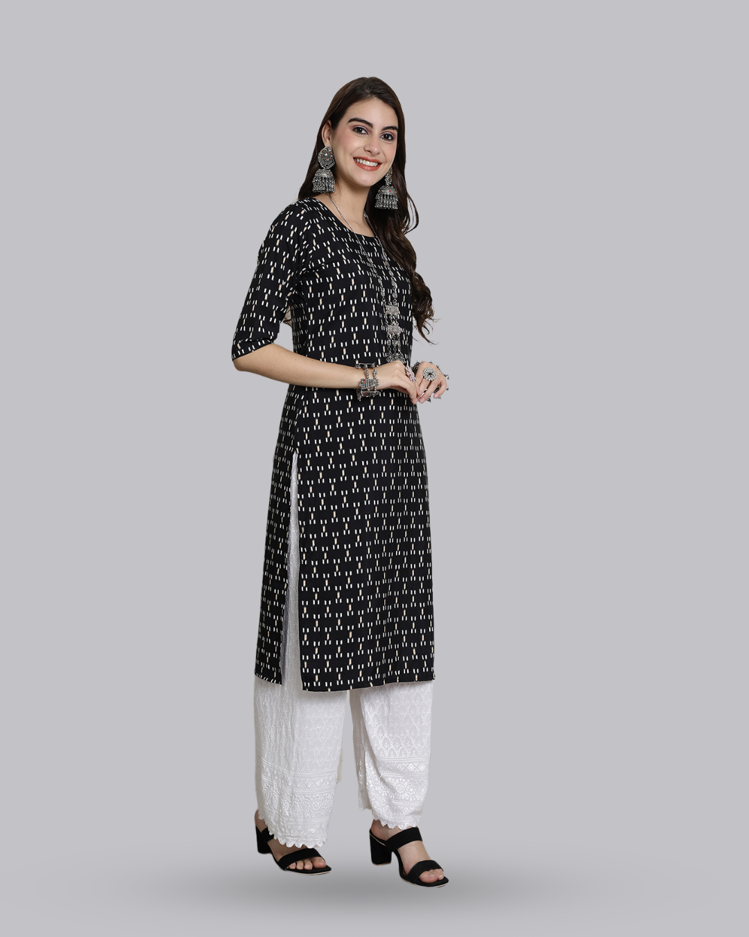 Black Dot Dash Kurta 