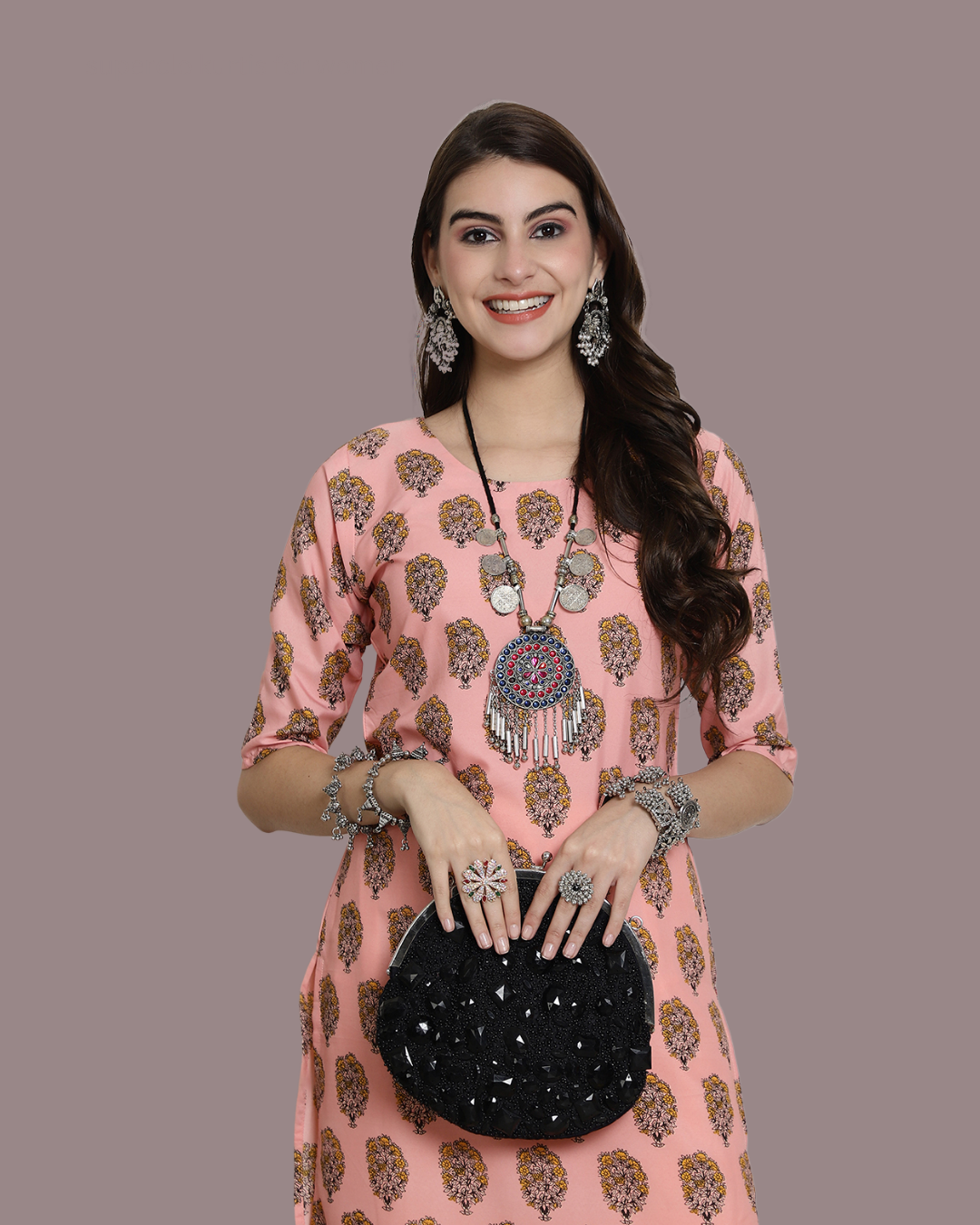 Peach Melody Printed Kurta 