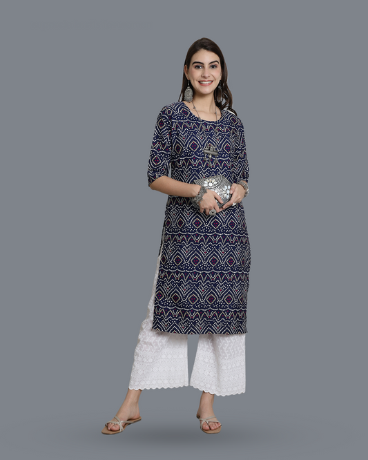 Blue Cultural Printed Kurta 