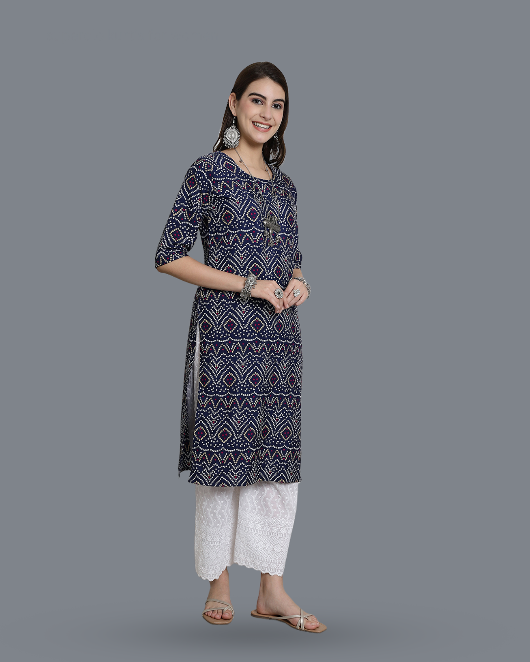 Blue Cultural Printed Kurta 