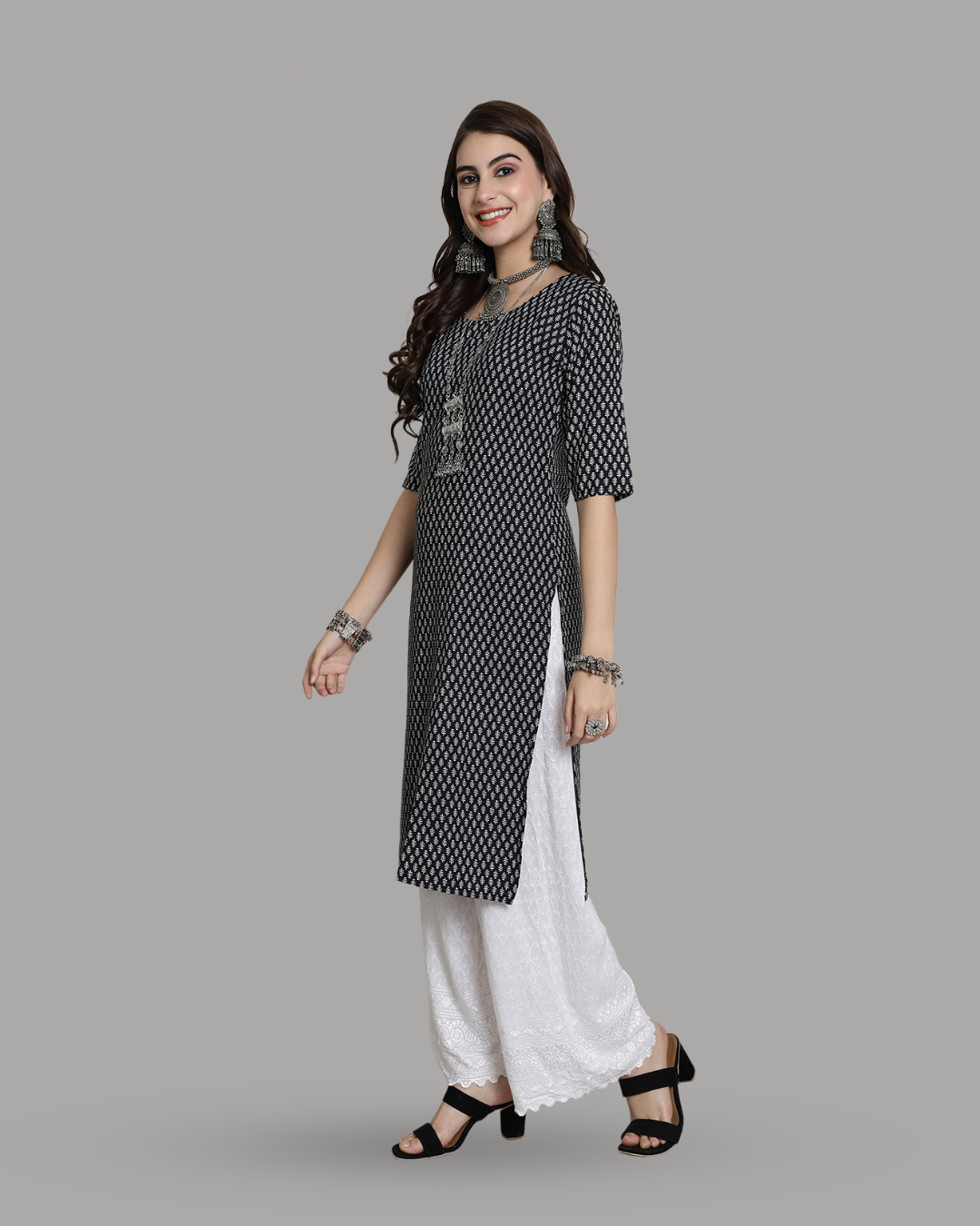 Ink Black Printed Kurta 