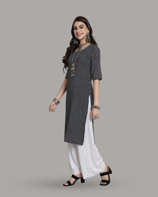 Ink Black Printed Kurta 