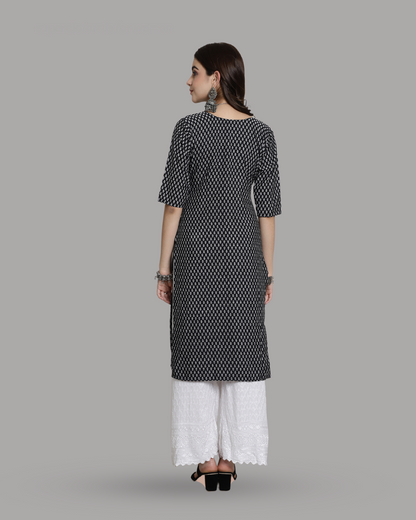 Ink Black Printed Kurta 