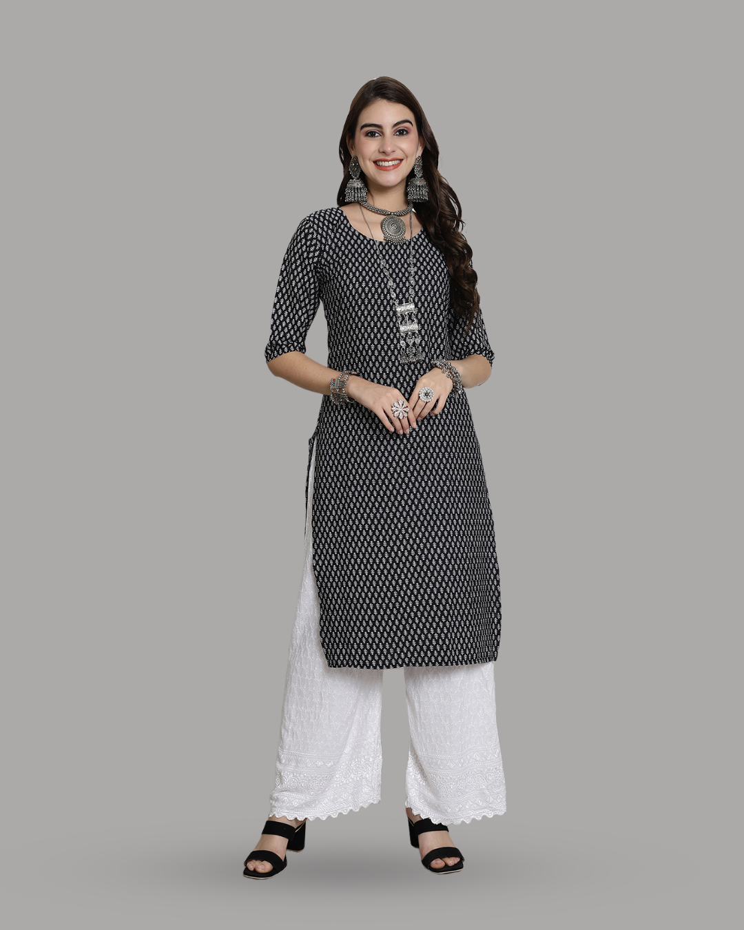 Ink Black Printed Kurta 