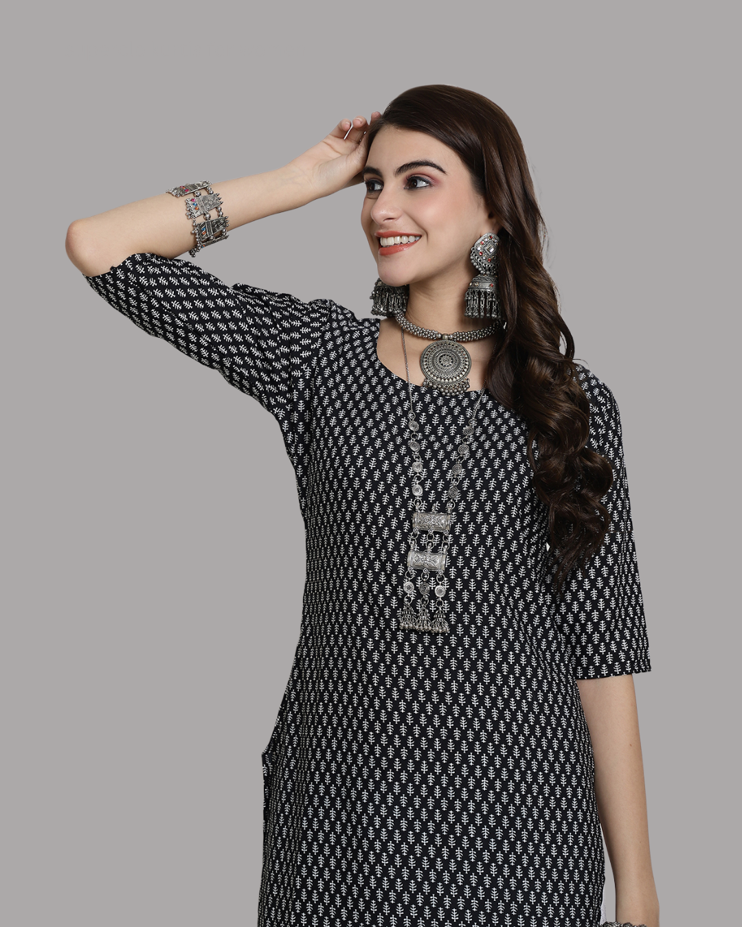 Ink Black Printed Kurta 