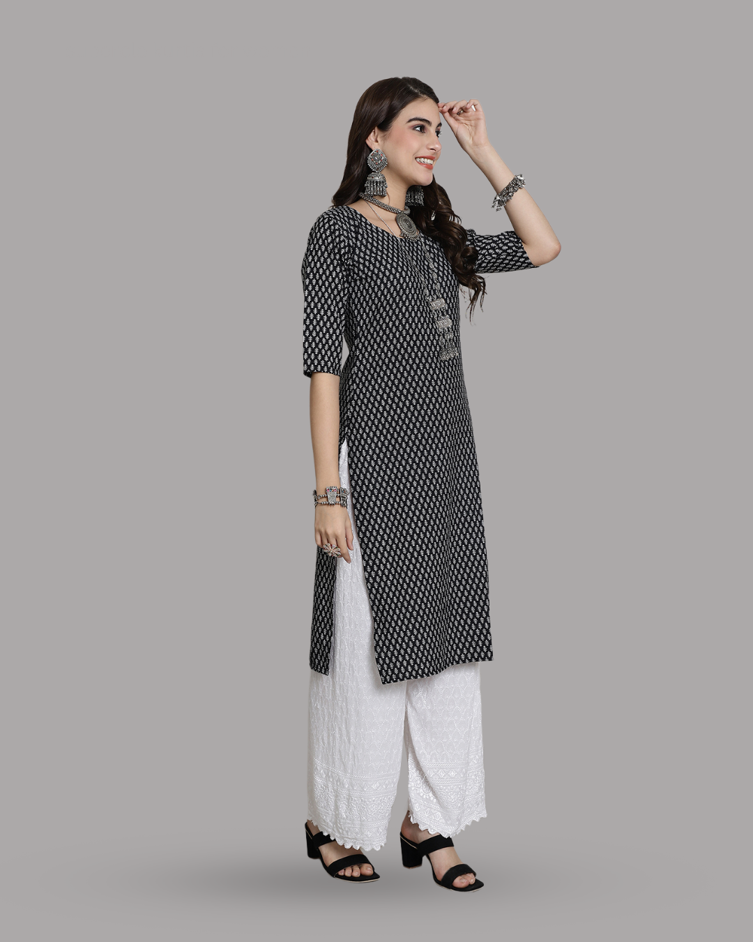 Ink Black Printed Kurta 