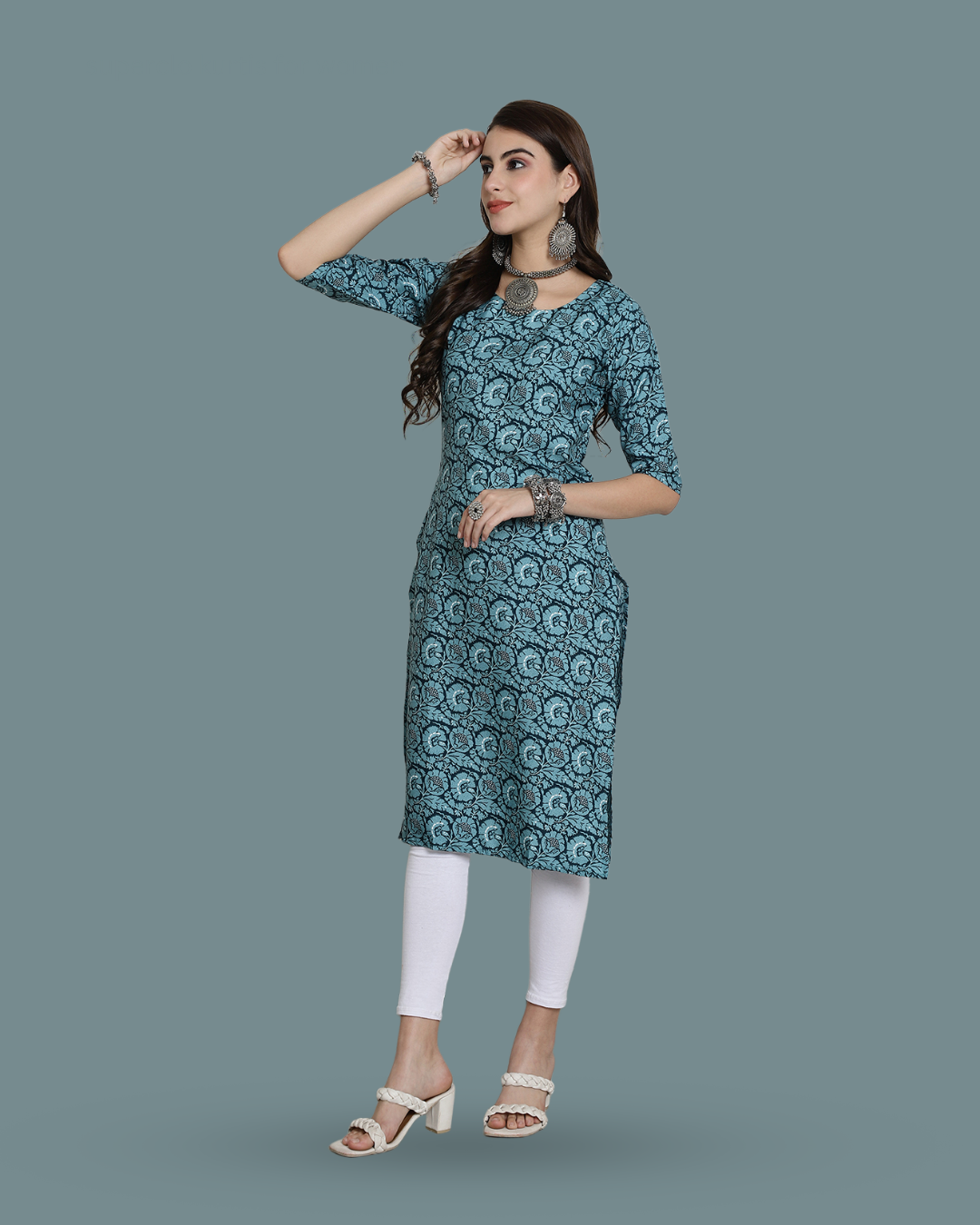 Seafoam Charm Printed Kurta 