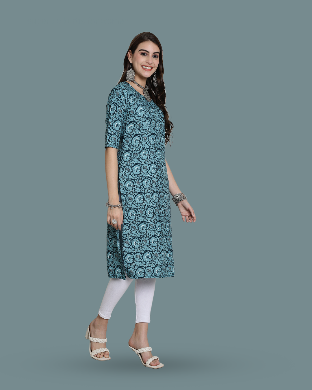 Seafoam Charm Printed Kurta 