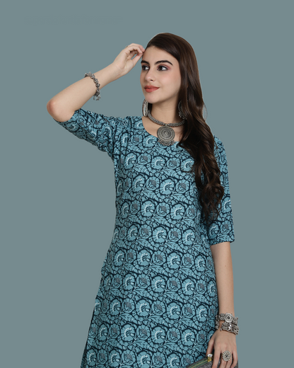 Seafoam Charm Printed Kurta 