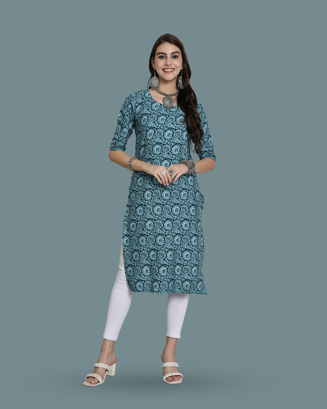 Seafoam Charm Printed Kurta 