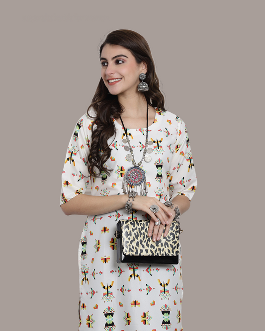 Artistic White Printed Kurta 