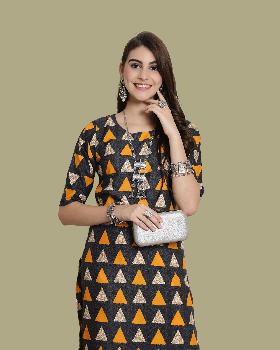 Triangular Charm Black Kurta 