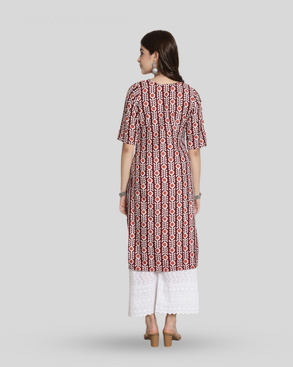 Autumn Maroon Printed Kurta 