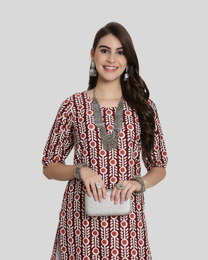 Autumn Maroon Printed Kurta 