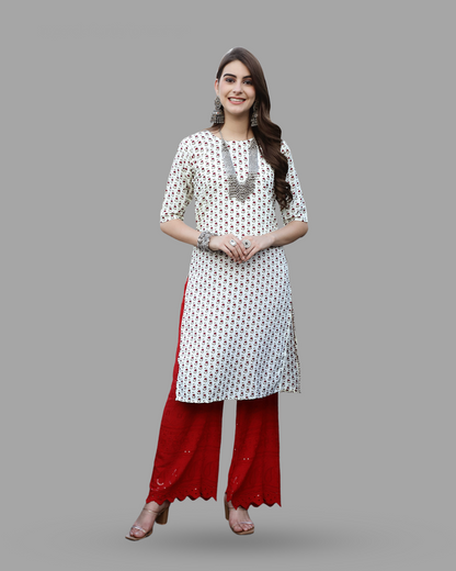 Cherry Blossom White Printed Kurta 