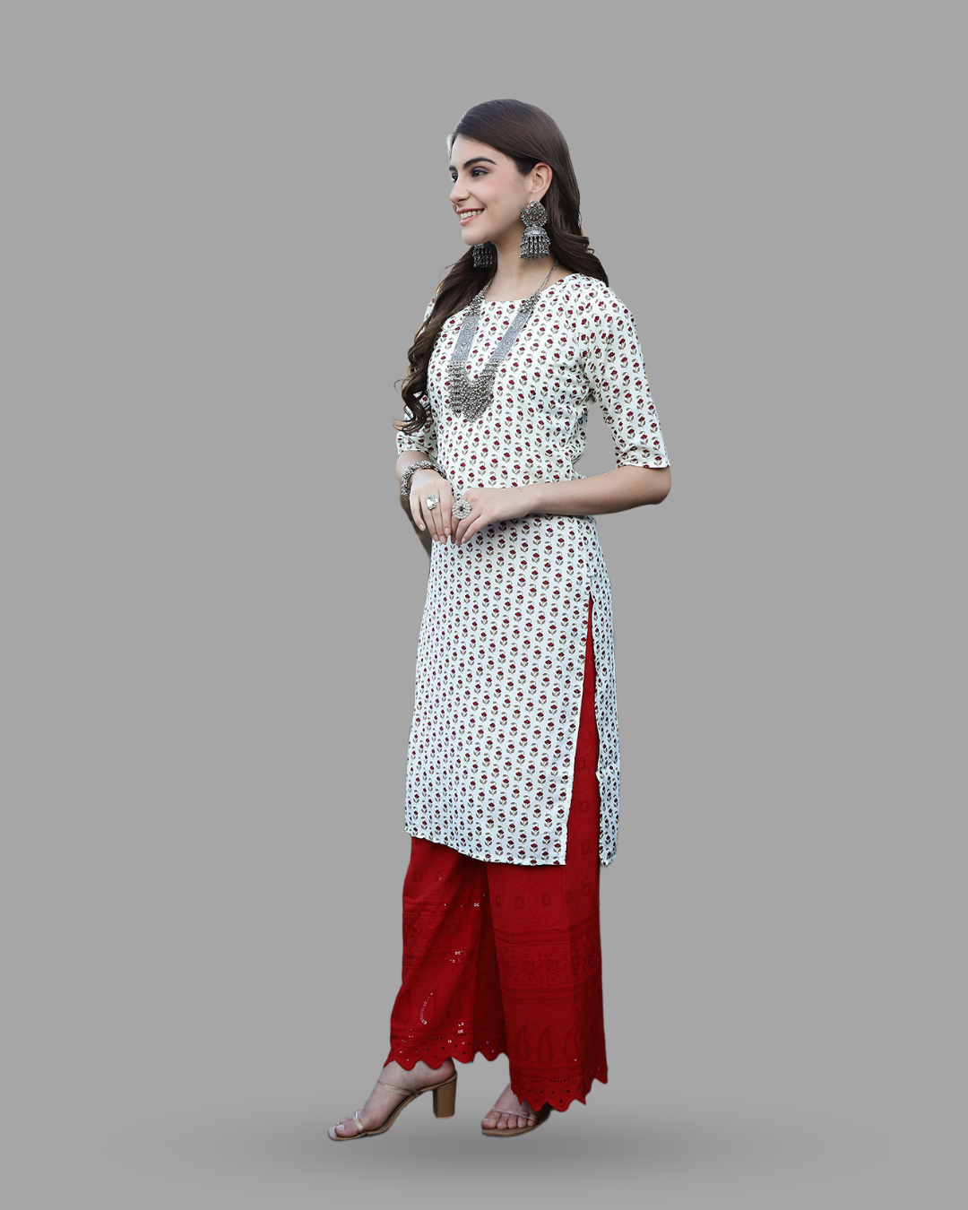 Cherry Blossom White Printed Kurta 