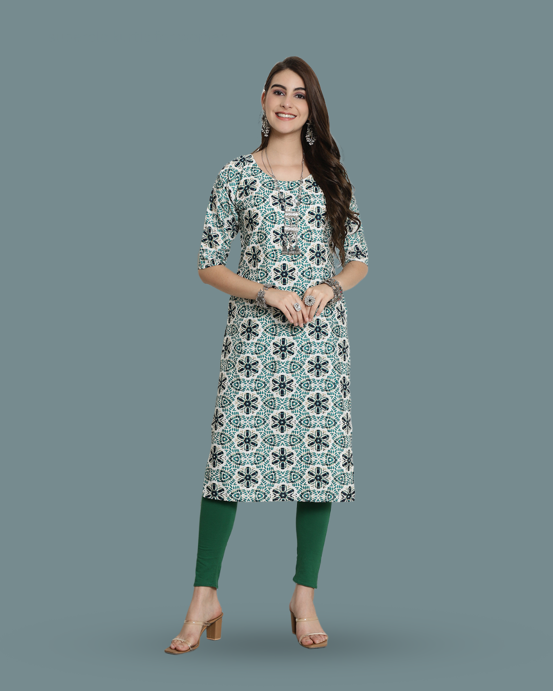 Green Meadow Floral Kurta 