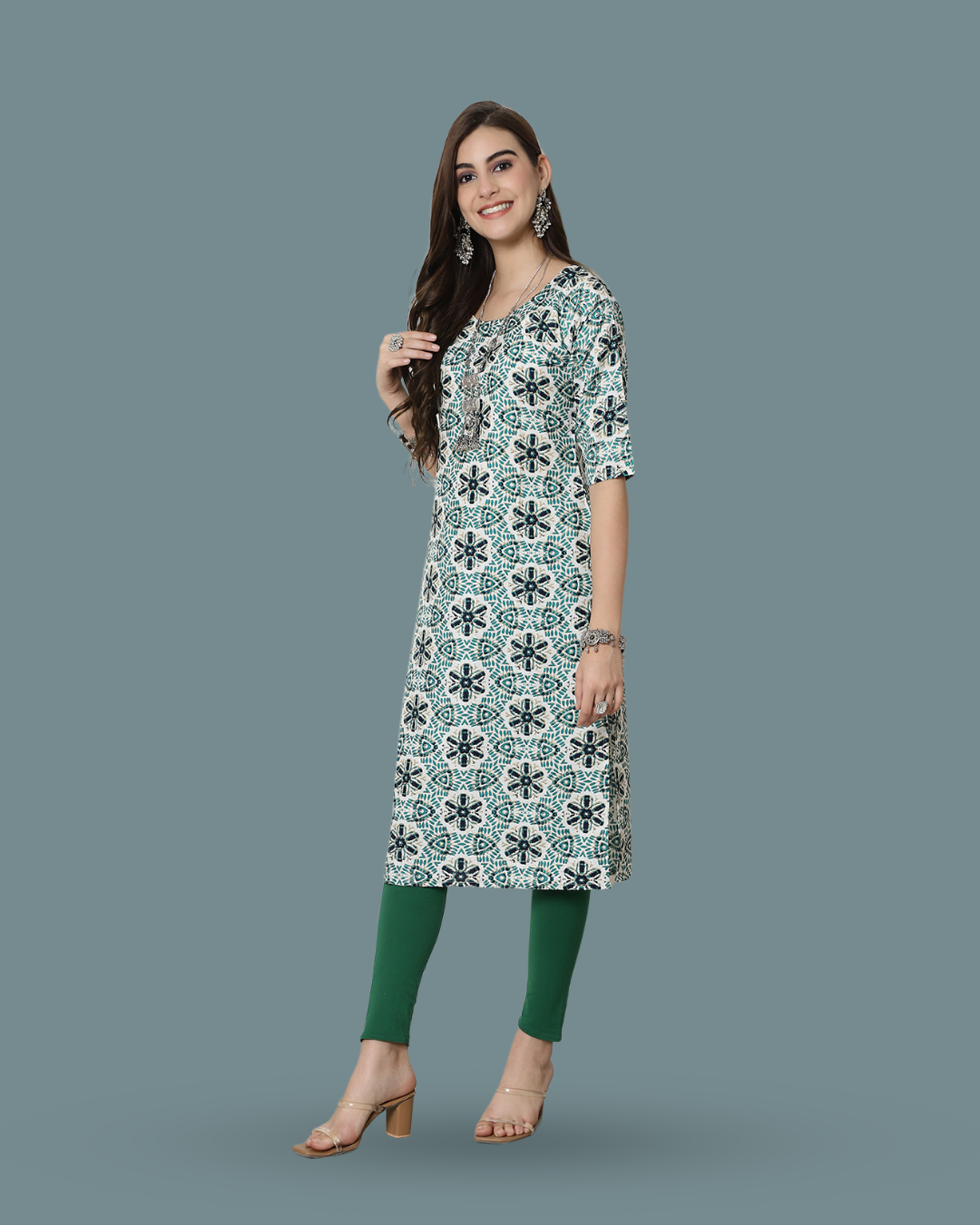 Green Meadow Floral Kurta 