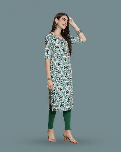 Green Meadow Floral Kurta 