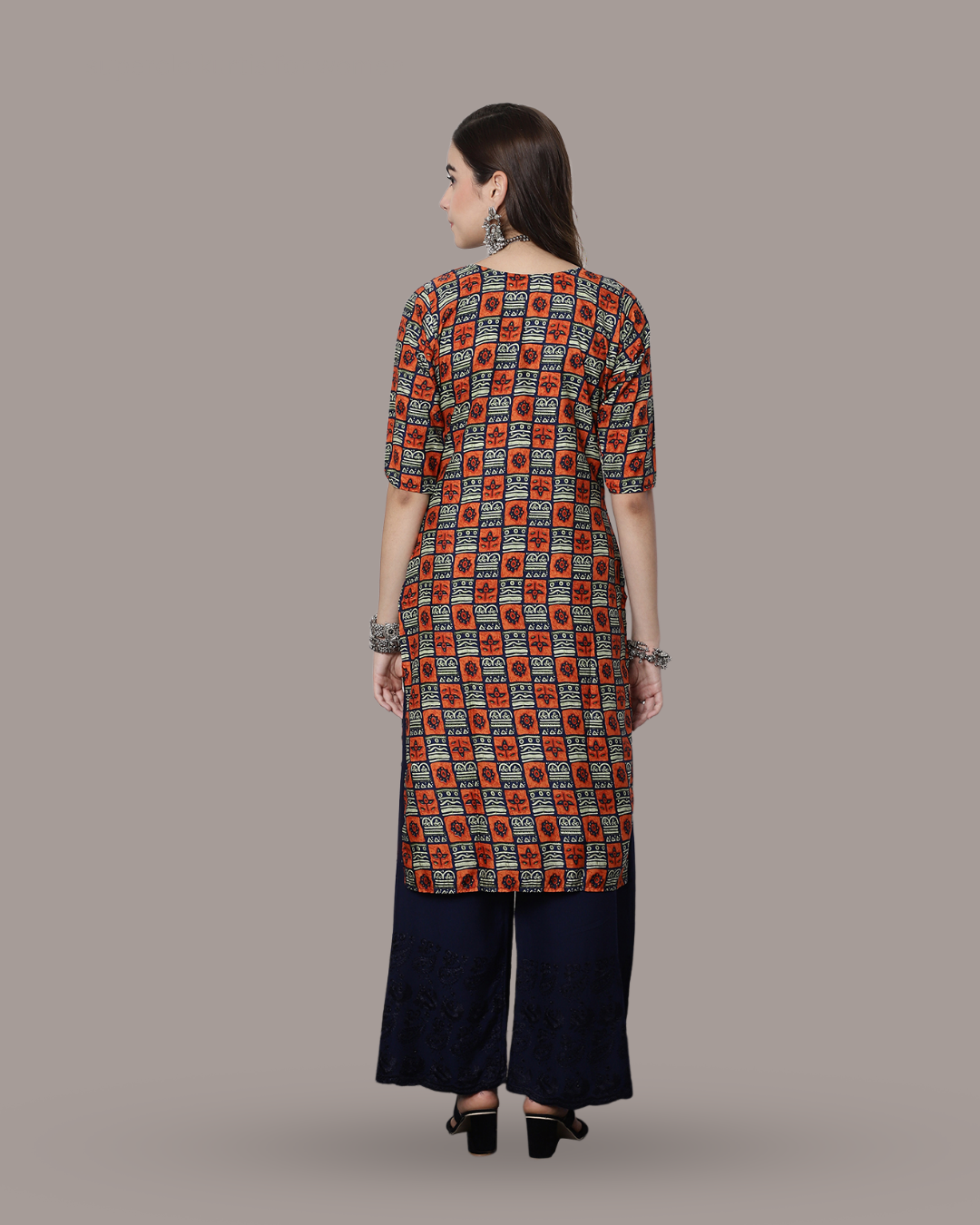 Charcoal and Sunset Kurta 