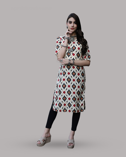 Pearl White Printed Kurta 