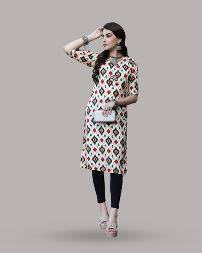 Pearl White Printed Kurta 