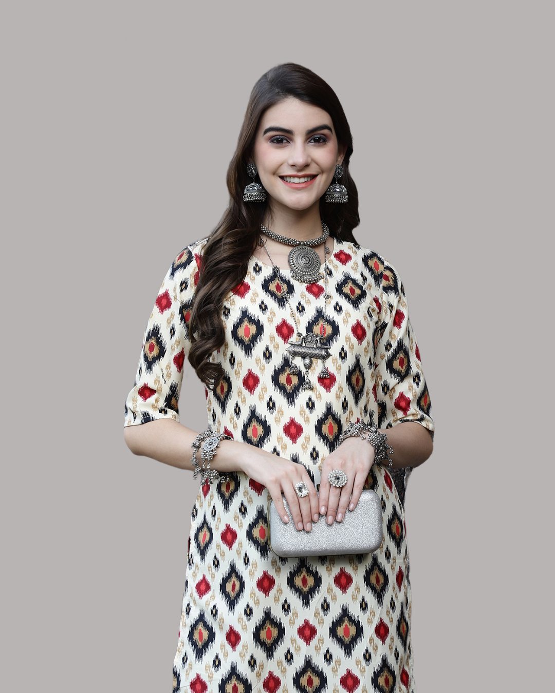 Pearl White Printed Kurta 