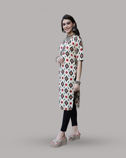 Pearl White Printed Kurta 