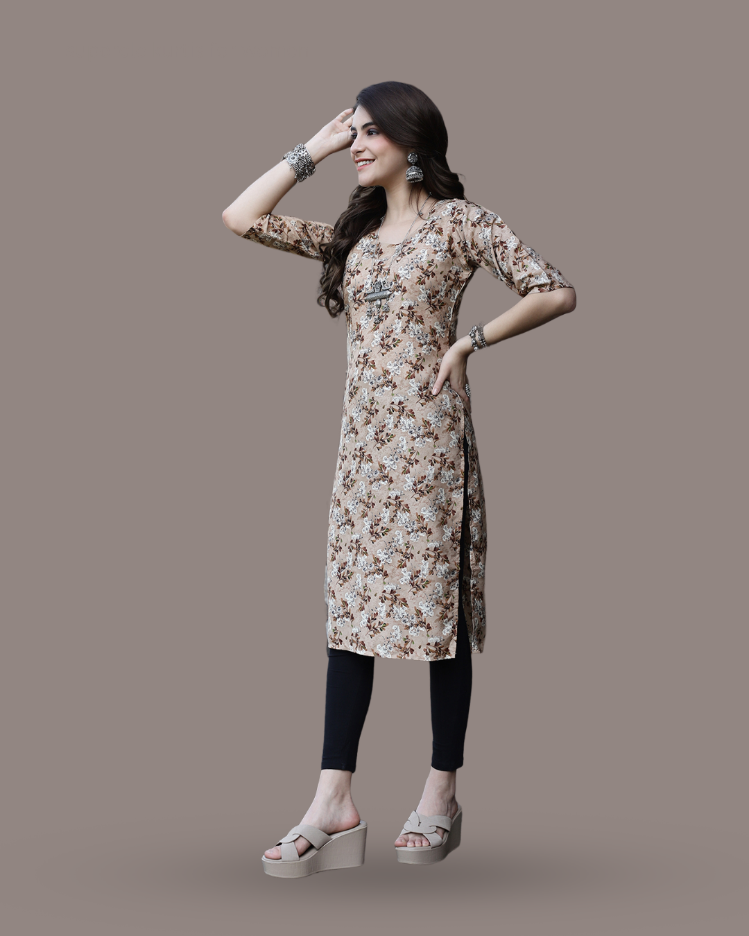 Coffee Petal Printed Kurta 