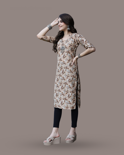 Coffee Petal Printed Kurta 